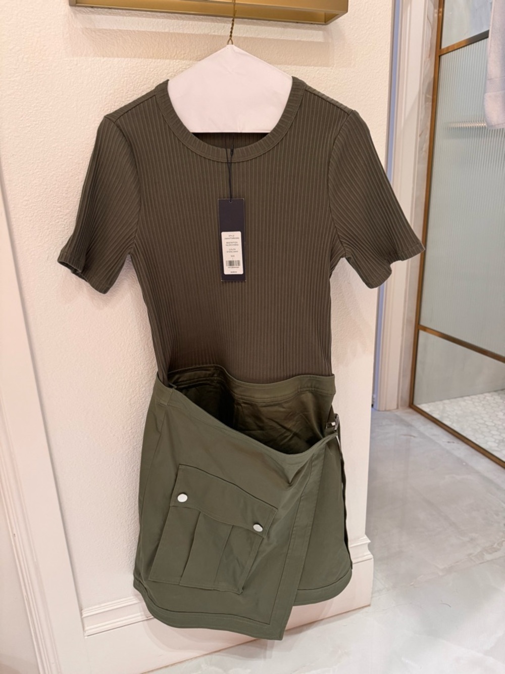 NWT Veronica Beard Valerio Dress in Stone Army Green, size Large
